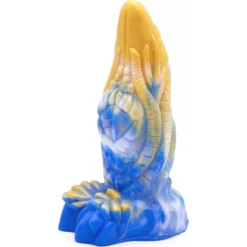 Big Monster Dildo Stimulant L 19.5 Ø 7.5 Cm Silicone Or Bleu
