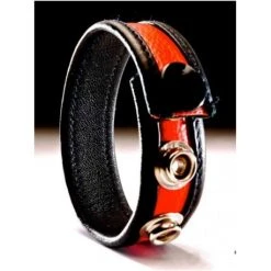 Cockring Cuir Noir-Rouge - Dildoshop