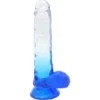 Cox Dildo Transparent Bleu Ventouse L 21 Ø 4.2 Cm