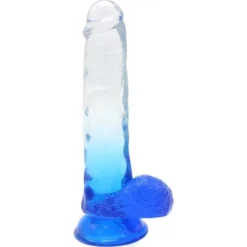 Cox Dildo Transparent Bleu Ventouse L 21 Ø 4.2 Cm