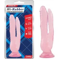 DOUBLE DILDO VENTOUSE HI-RUBBER ROSE 20 X 3.3 Cm - Dildoshop
